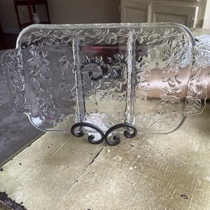 Princess House Clear Floral Glass Tray